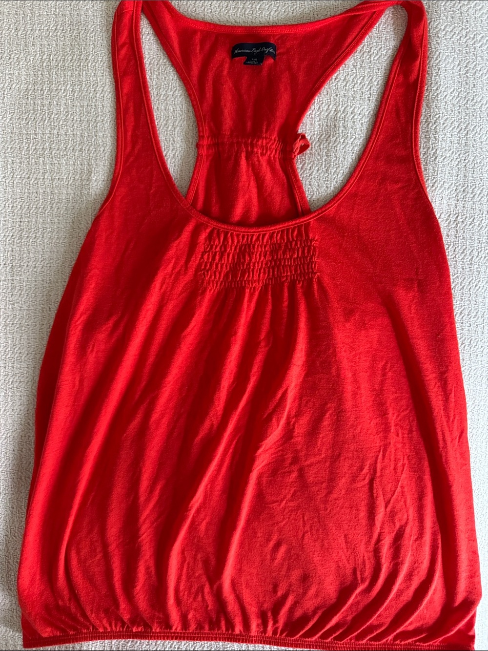 American Eagle Outfitters Red Racerback Tank with Shirred Front